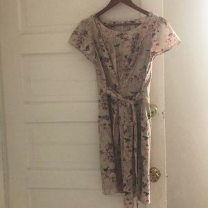 Bird print floral dress